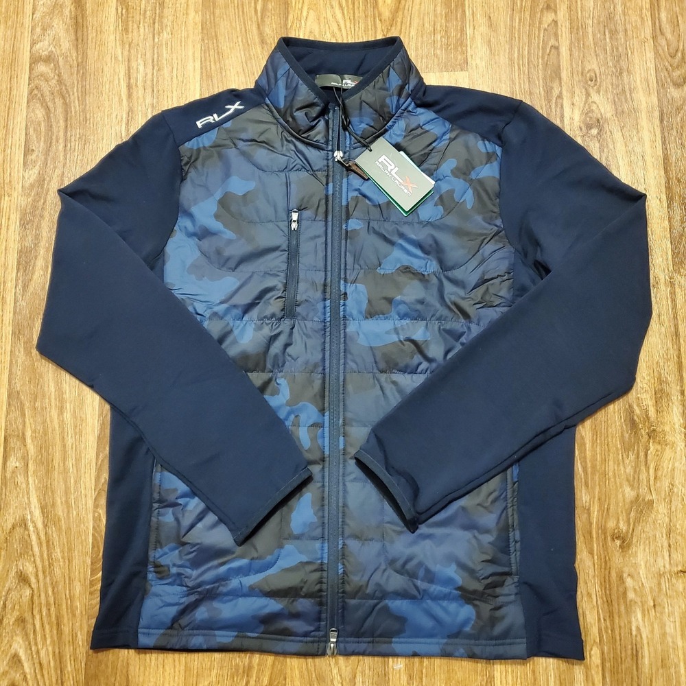 RLX Ralph Lauren Polo Golf Jacket Men Large Blue Camo Full‎ Zip Wool NWT $248 - Picture 2 of 9